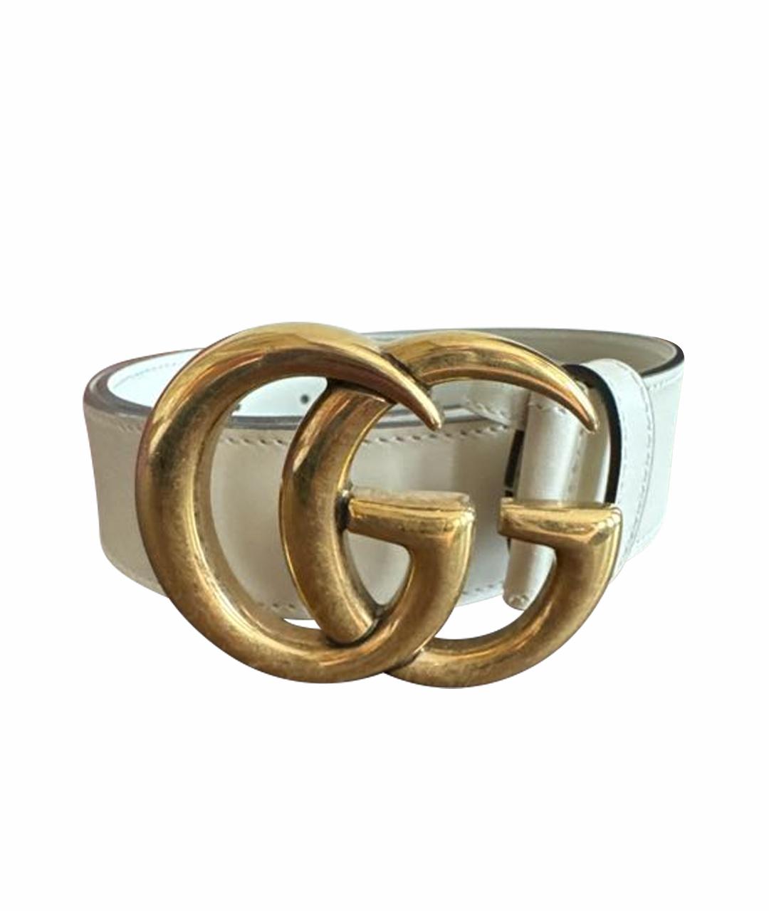 GUCCI Белый кожаный ремень, фото 1
