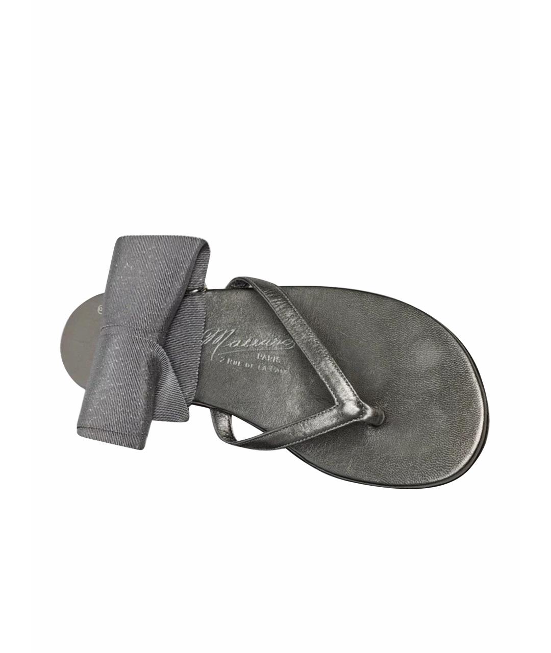 CHANEL Серебряные кожаные сандалии, фото 1