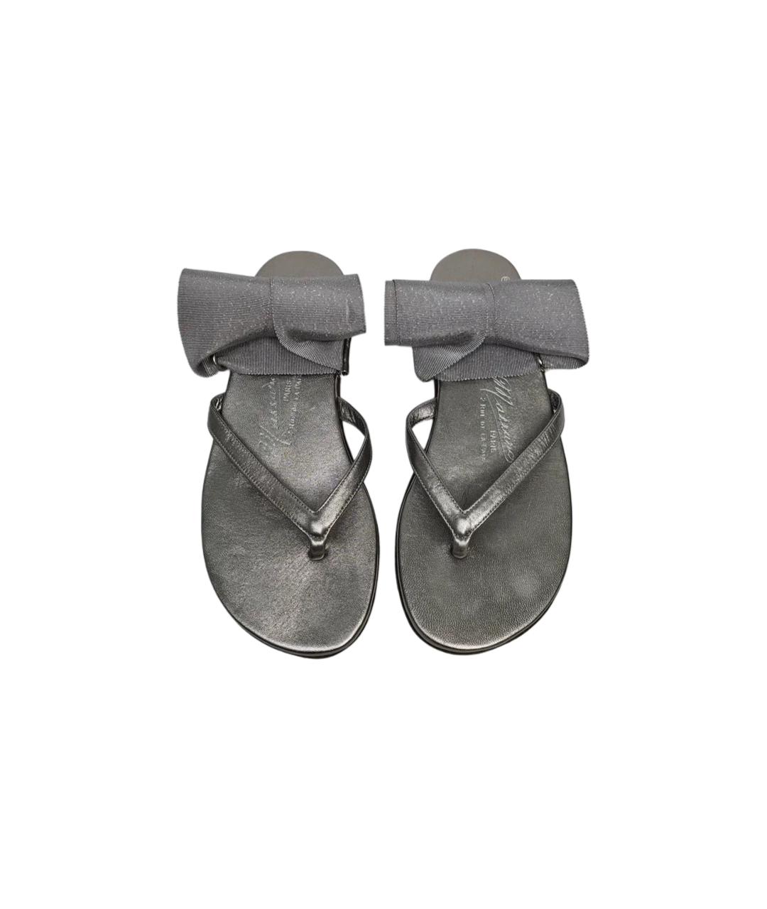 CHANEL Серебряные кожаные сандалии, фото 2