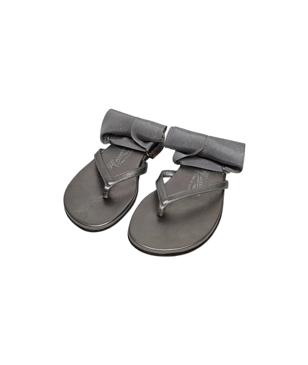 CHANEL Серебряные кожаные сандалии, фото 3