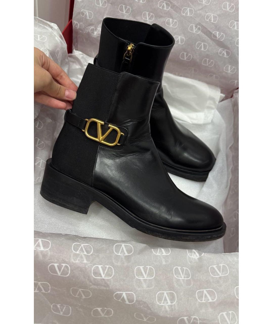 VALENTINO Черные кожаные ботинки, фото 5