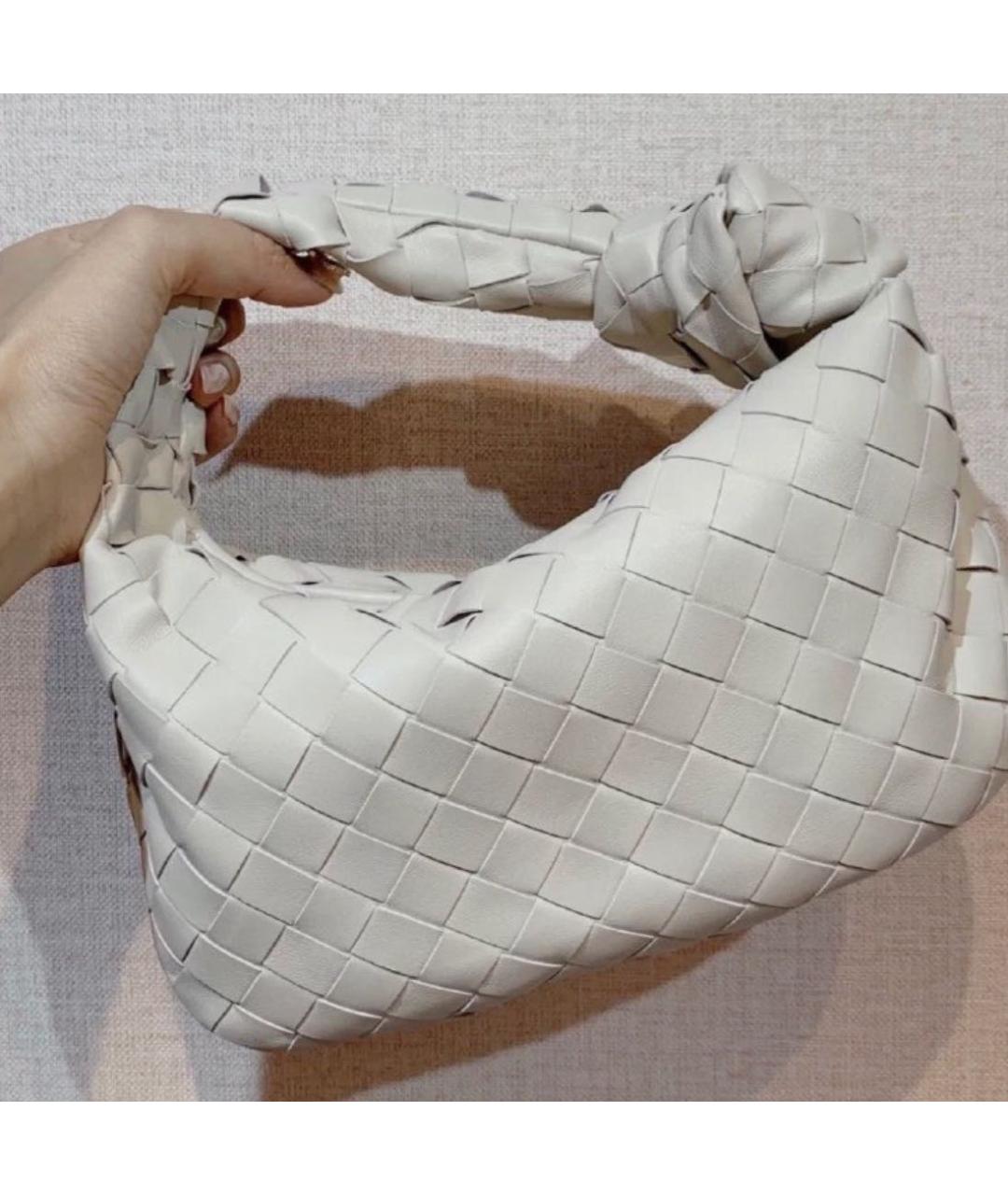 BOTTEGA VENETA Белая кожаная сумка с короткими ручками, фото 3