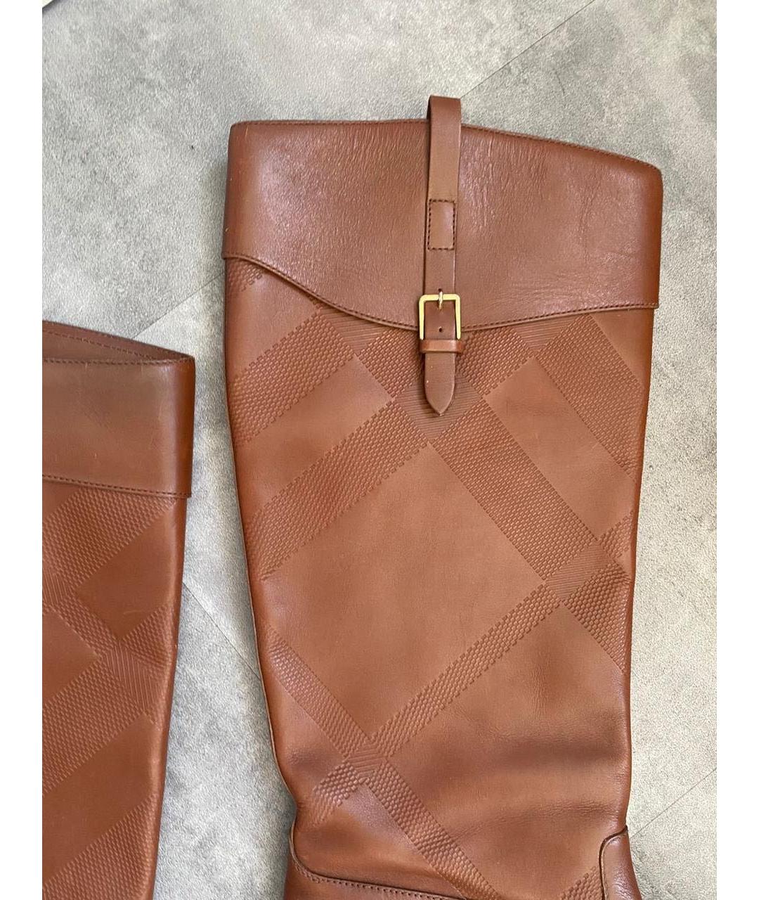BURBERRY Коричневые кожаные сапоги, фото 3