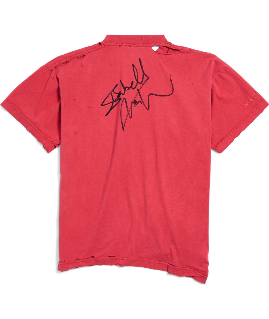 BALENCIAGA Красная хлопковая футболка, фото 2