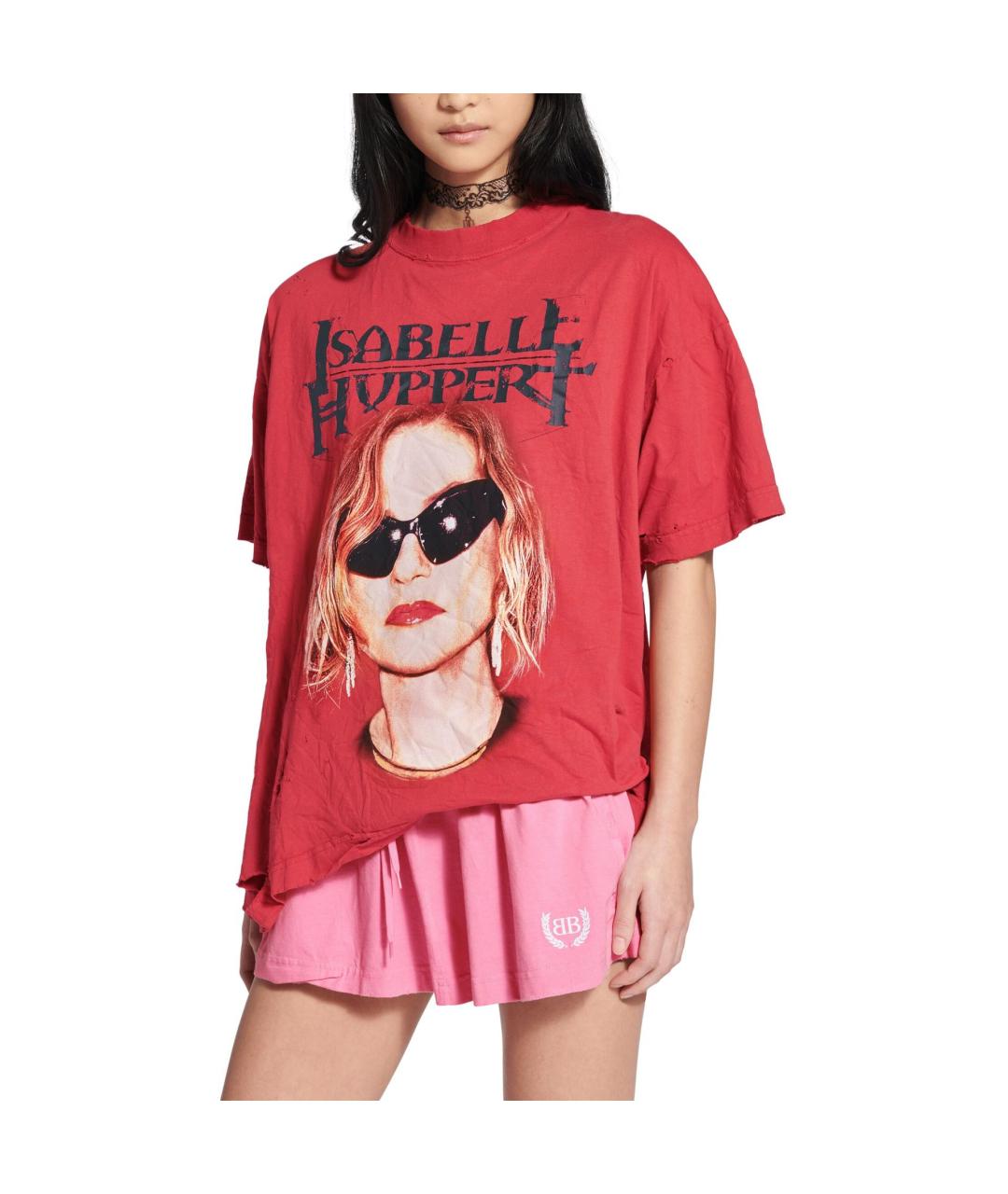 BALENCIAGA Красная хлопковая футболка, фото 3