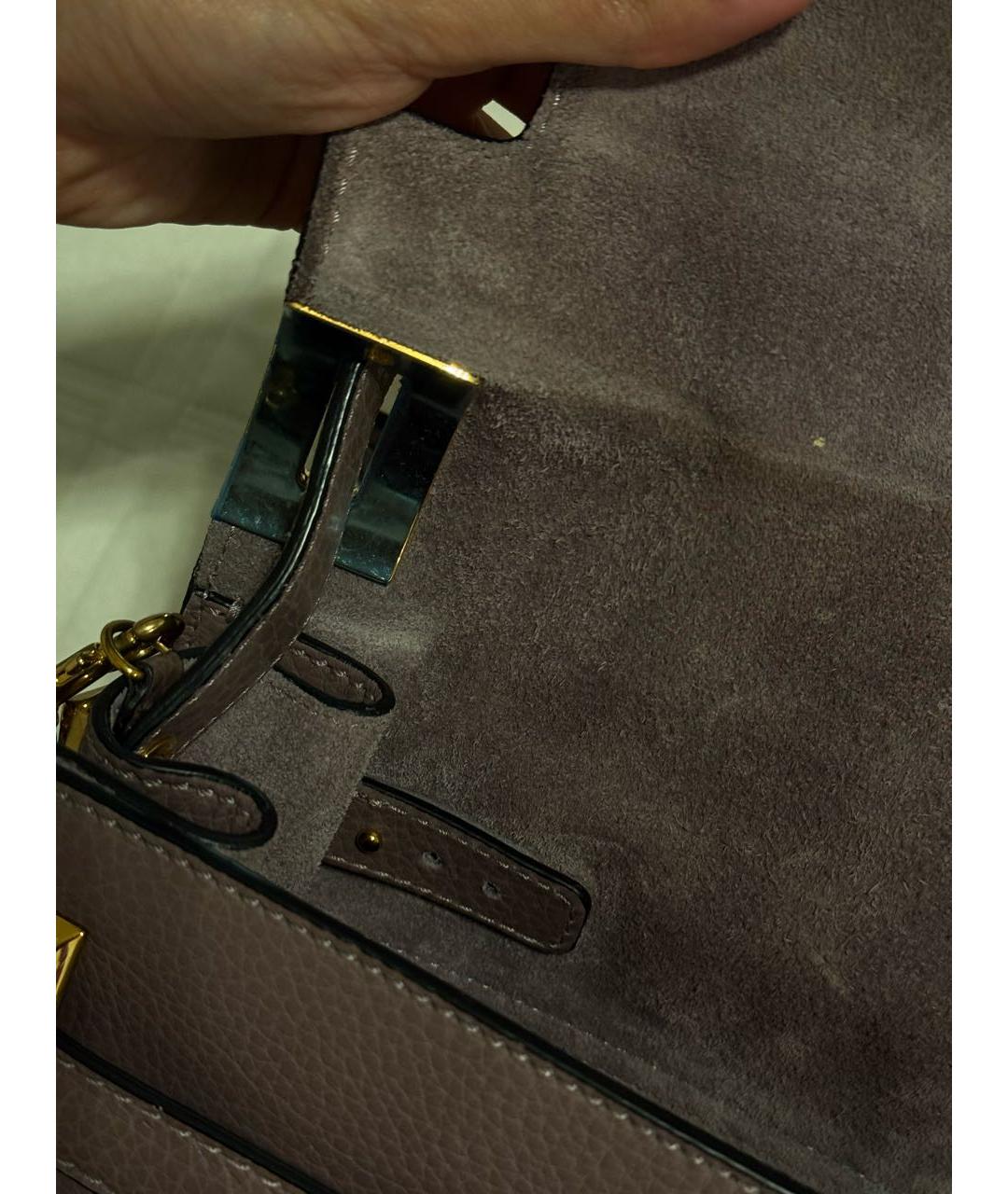 VALENTINO Фиолетовая кожаная сумка тоут, фото 8