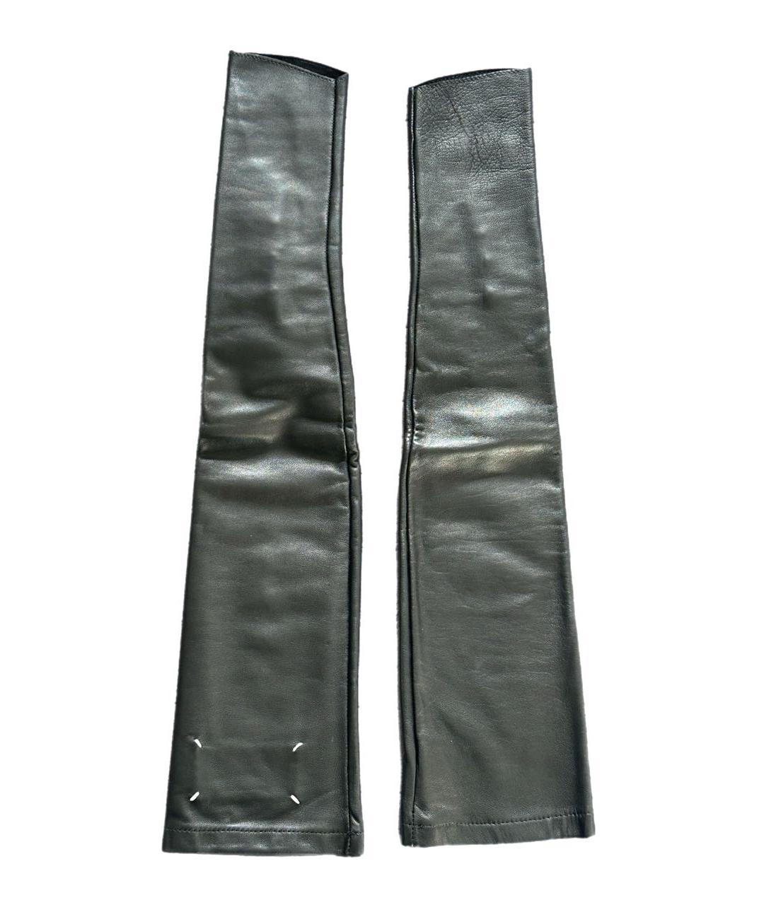 MAISON MARGIELA Черные кожаные митенки, фото 2