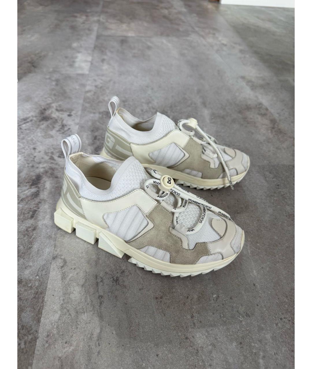 DOLCE&GABBANA Бежевые текстильные кеды, фото 3