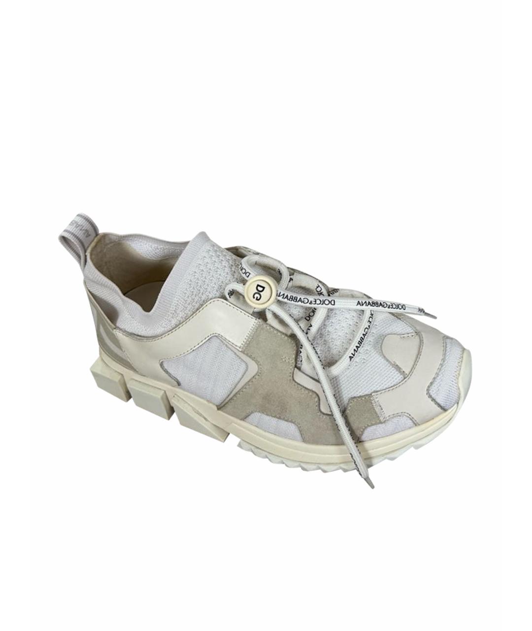 DOLCE&GABBANA Бежевые текстильные кеды, фото 1