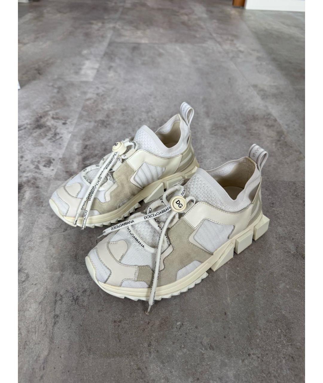 DOLCE&GABBANA Бежевые текстильные кеды, фото 9