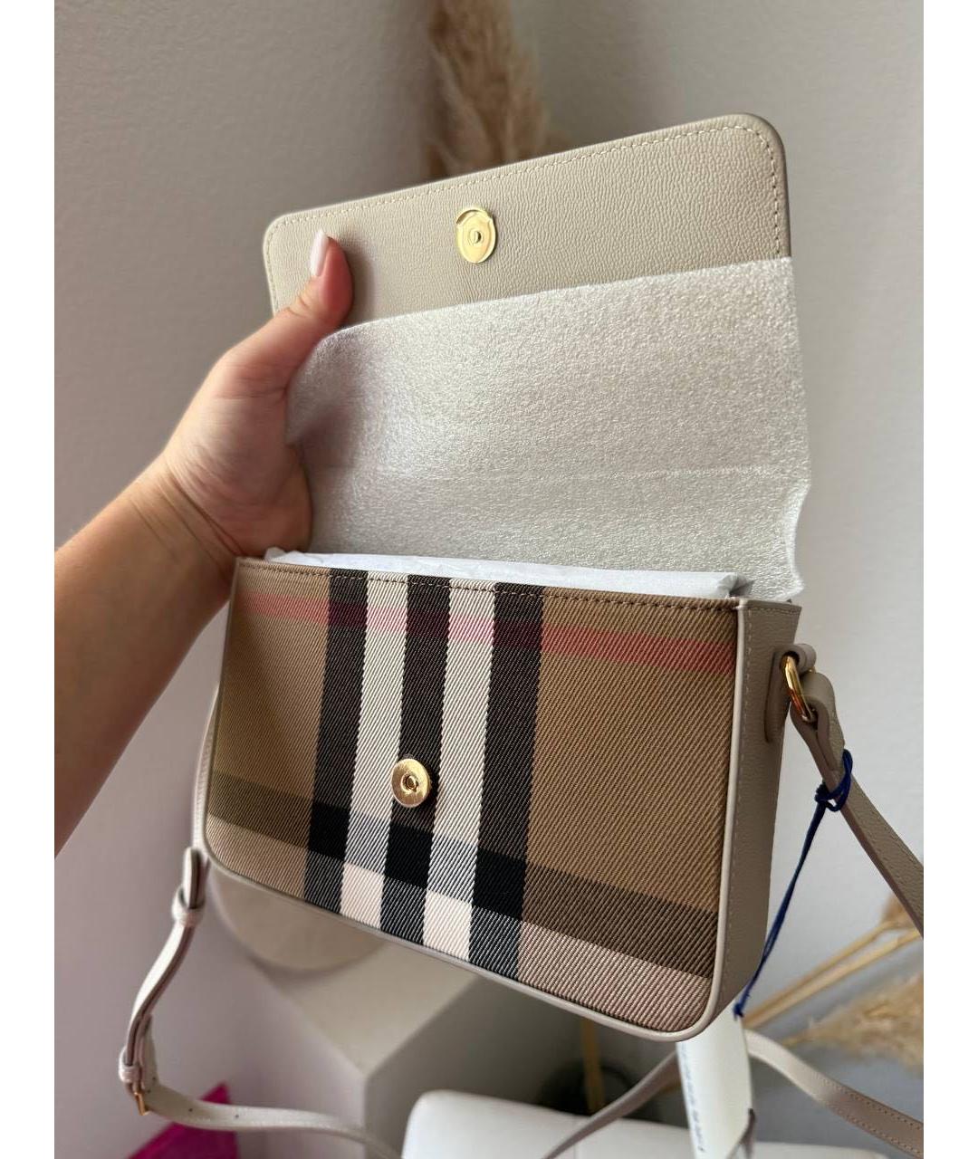 BURBERRY Бежевая кожаная сумка через плечо, фото 3