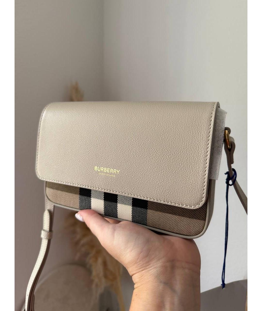 BURBERRY Бежевая кожаная сумка через плечо, фото 2