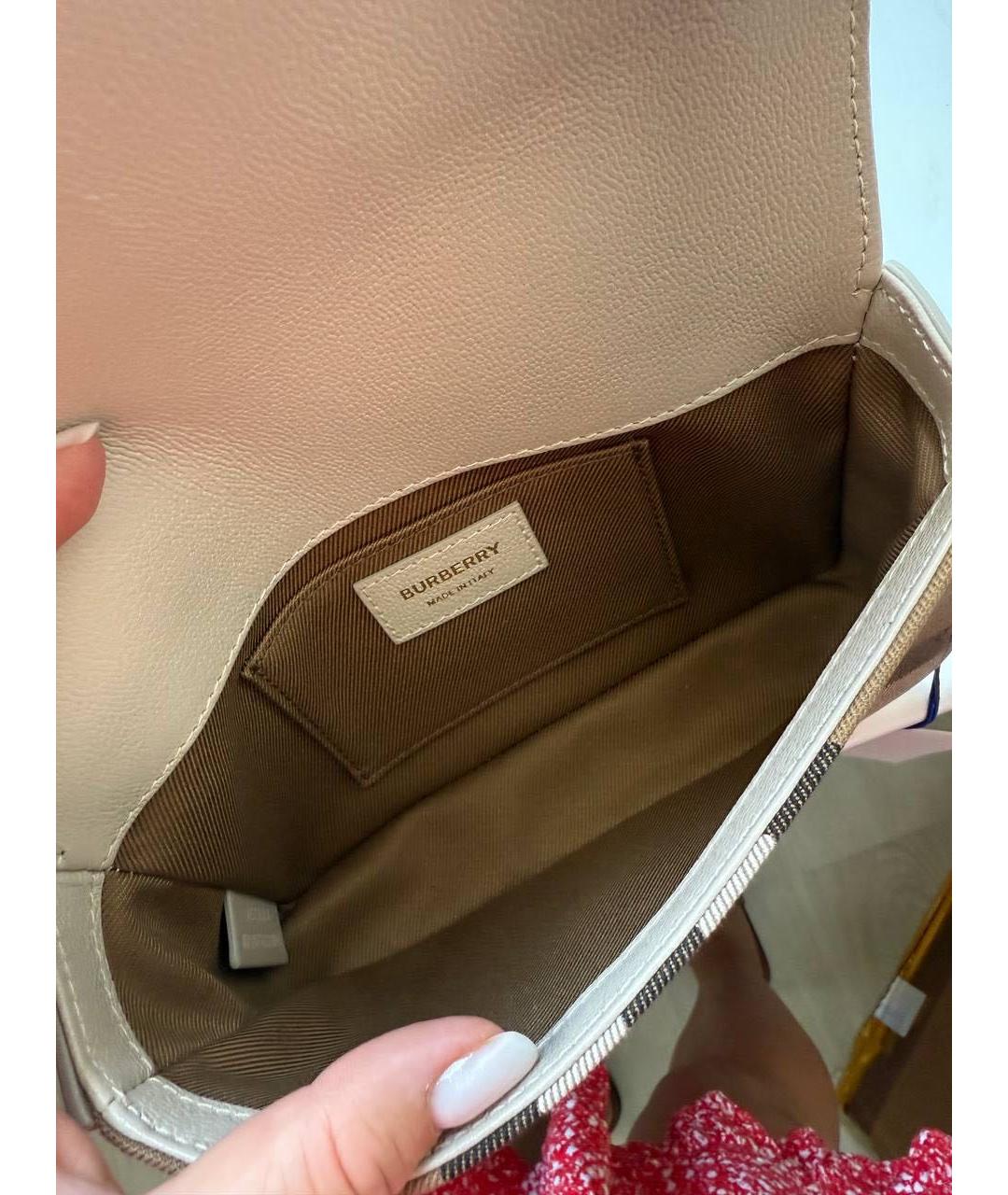 BURBERRY Бежевая кожаная сумка через плечо, фото 4