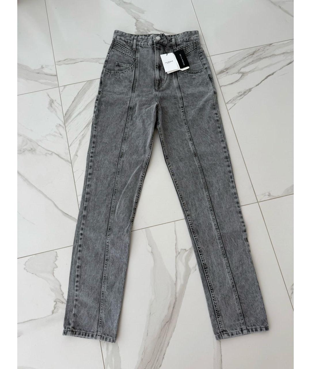 ISABEL MARANT ETOILE Серые хлопковые прямые джинсы, фото 3