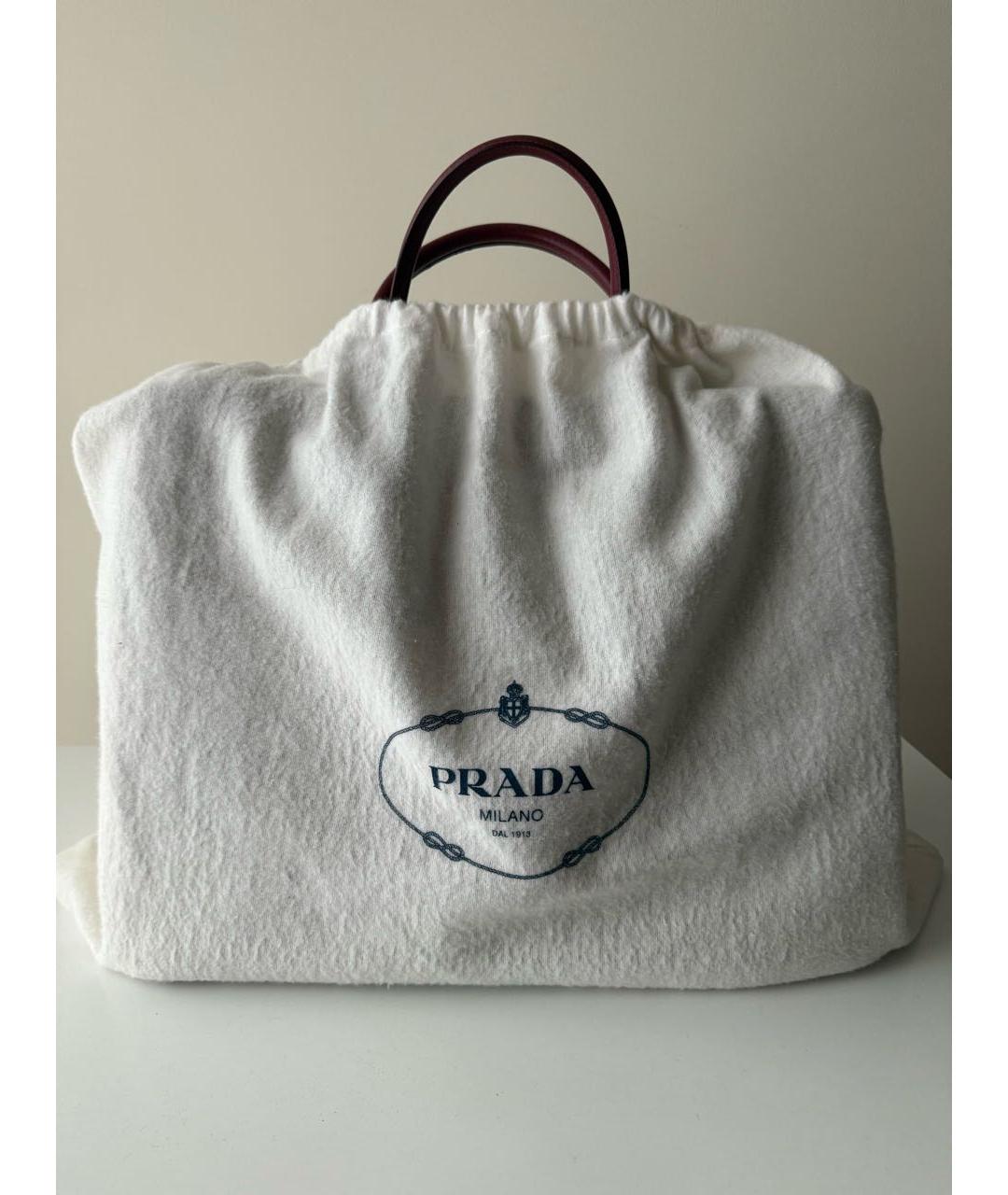 PRADA Бордовая кожаная сумка тоут, фото 7