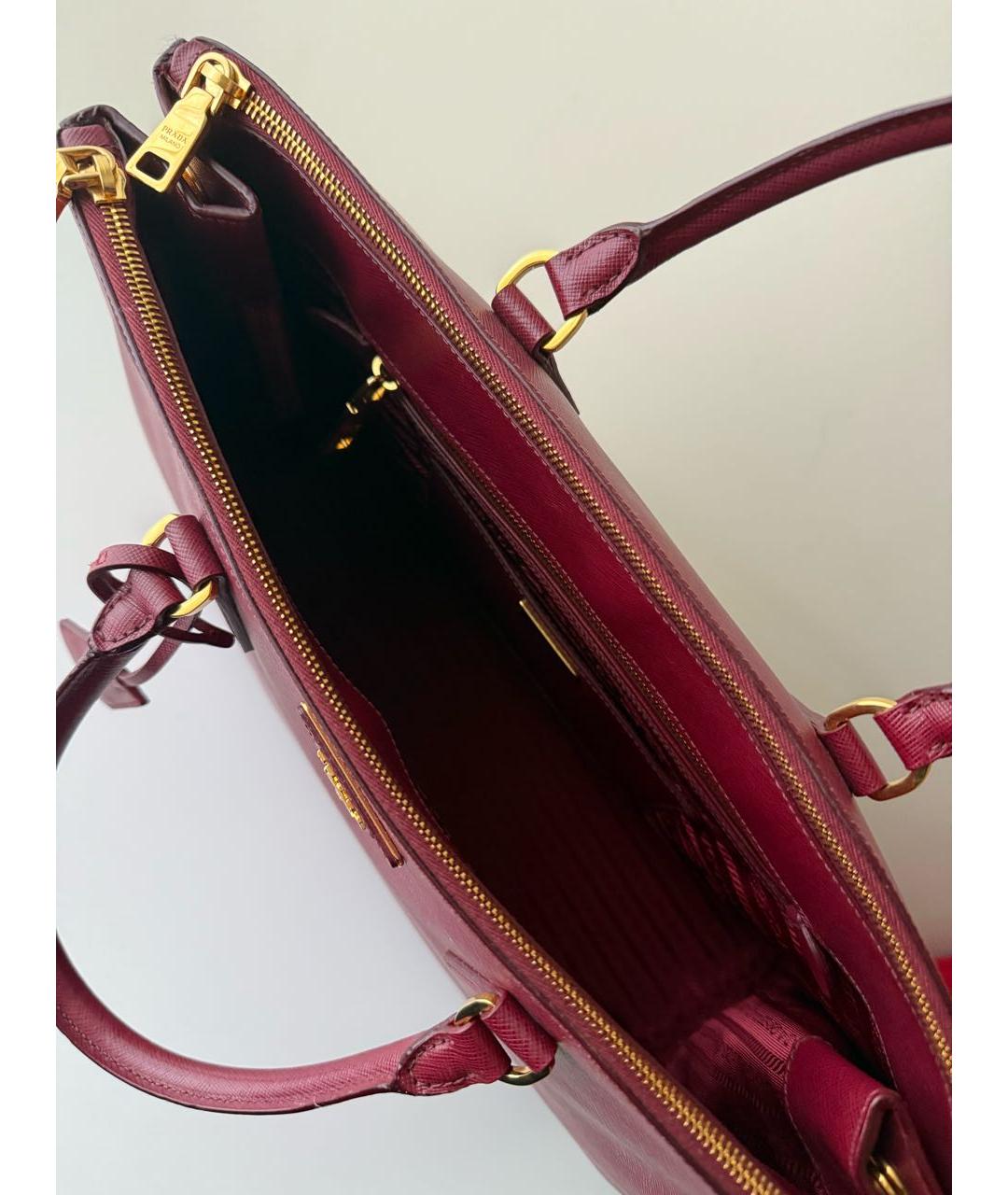 PRADA Бордовая кожаная сумка тоут, фото 4