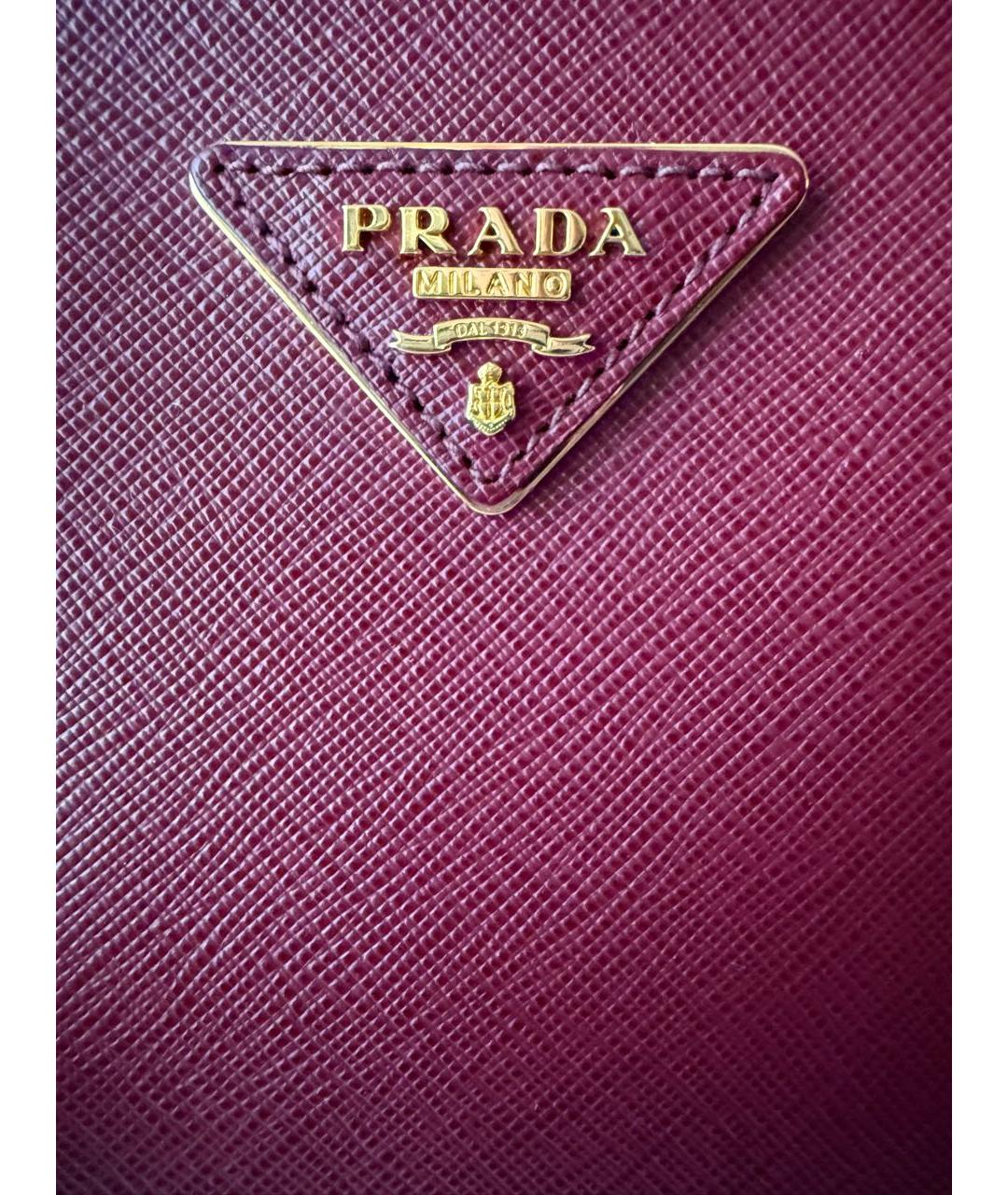 PRADA Бордовая кожаная сумка тоут, фото 5