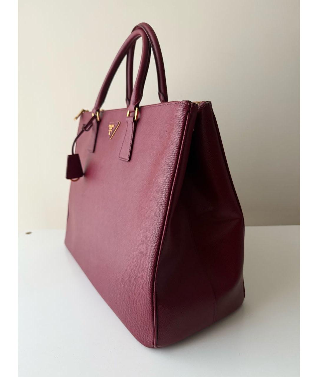 PRADA Бордовая кожаная сумка тоут, фото 2