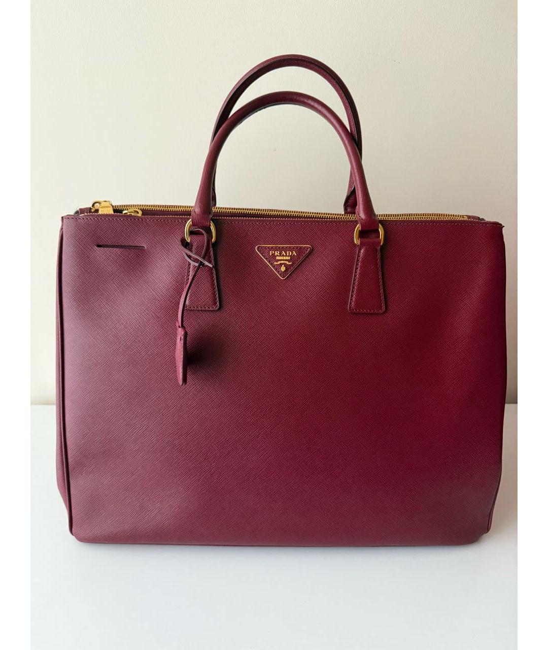 PRADA Бордовая кожаная сумка тоут, фото 8