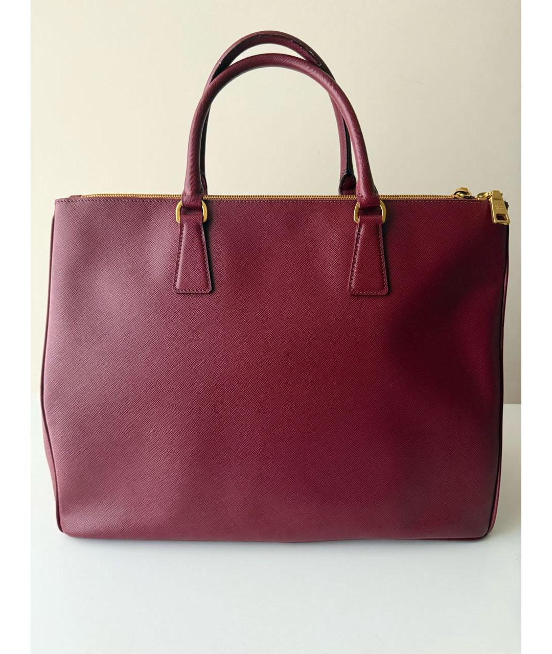 PRADA Бордовая кожаная сумка тоут, фото 3