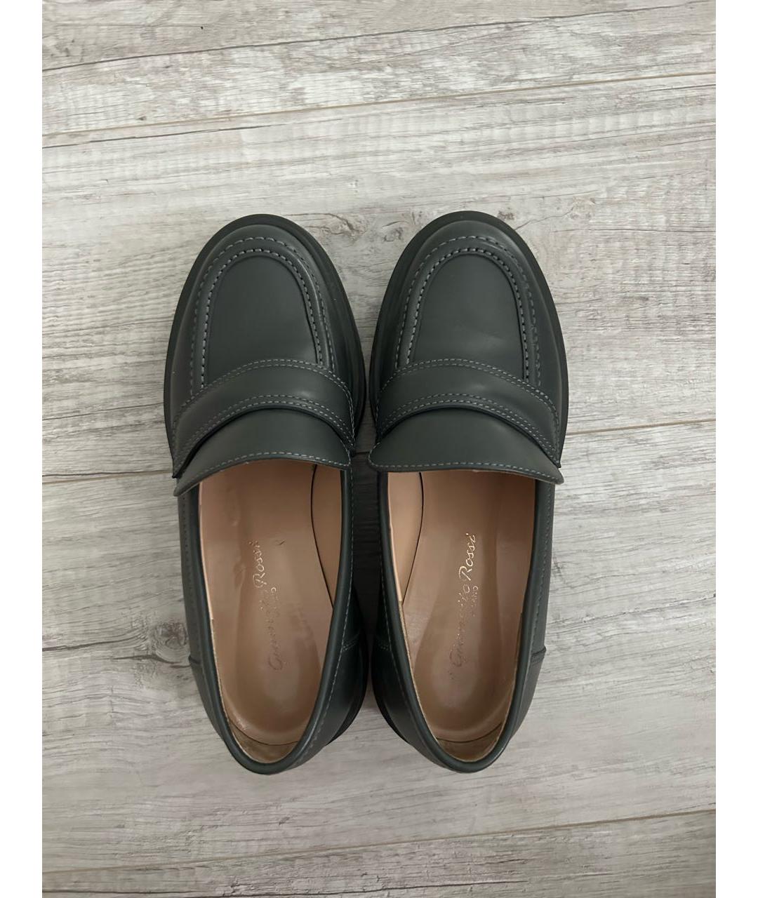GIANVITO ROSSI Серые кожаные лоферы, фото 3