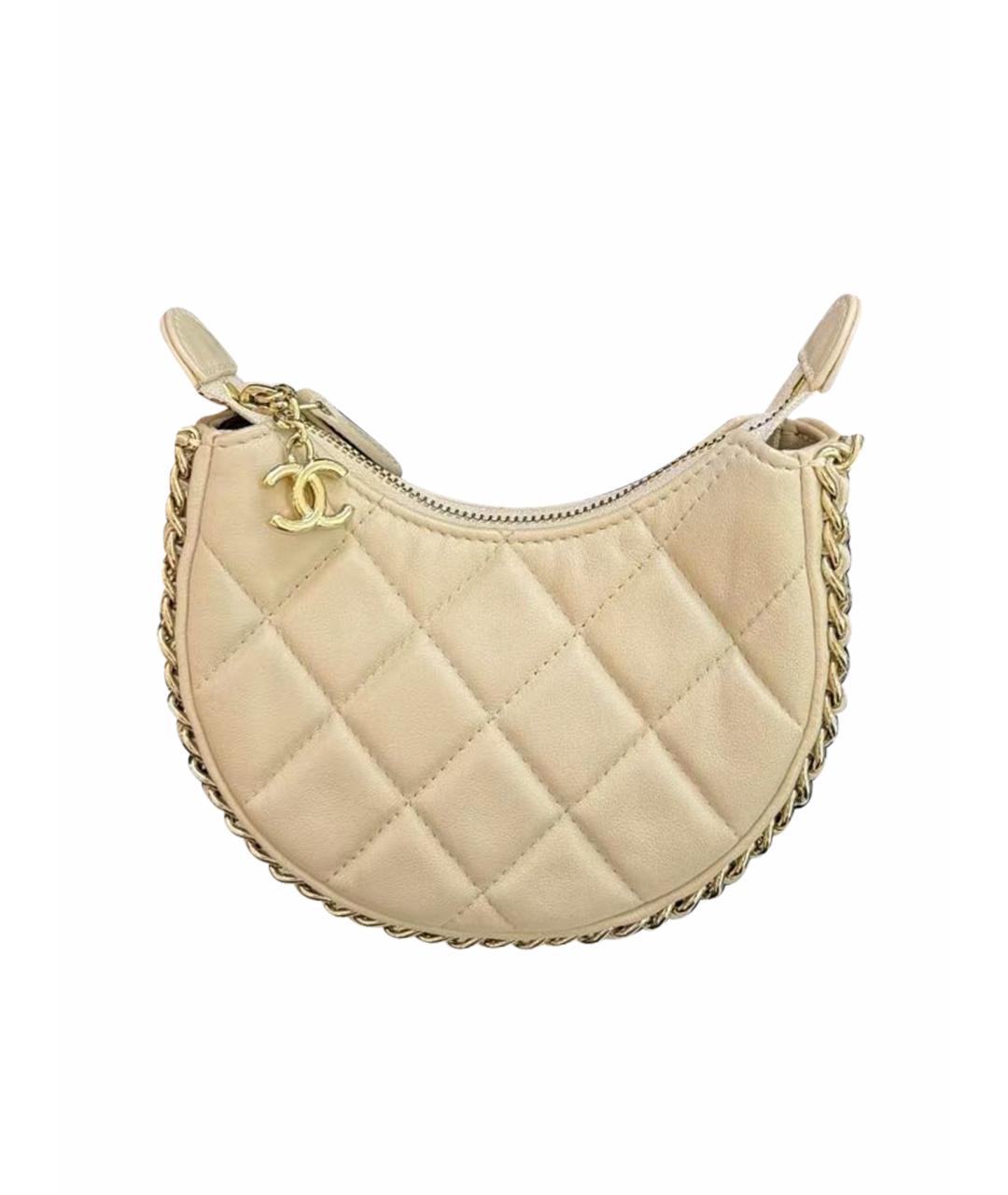 CHANEL Бежевая кожаная сумка через плечо, фото 1