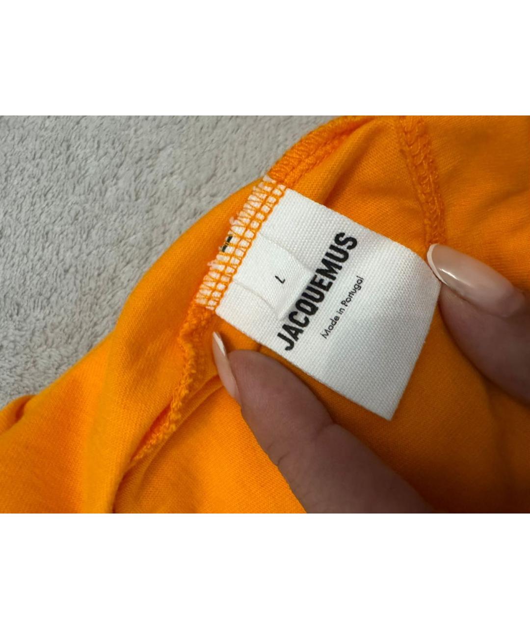 JACQUEMUS Оранжевая хлопковая майка, фото 4