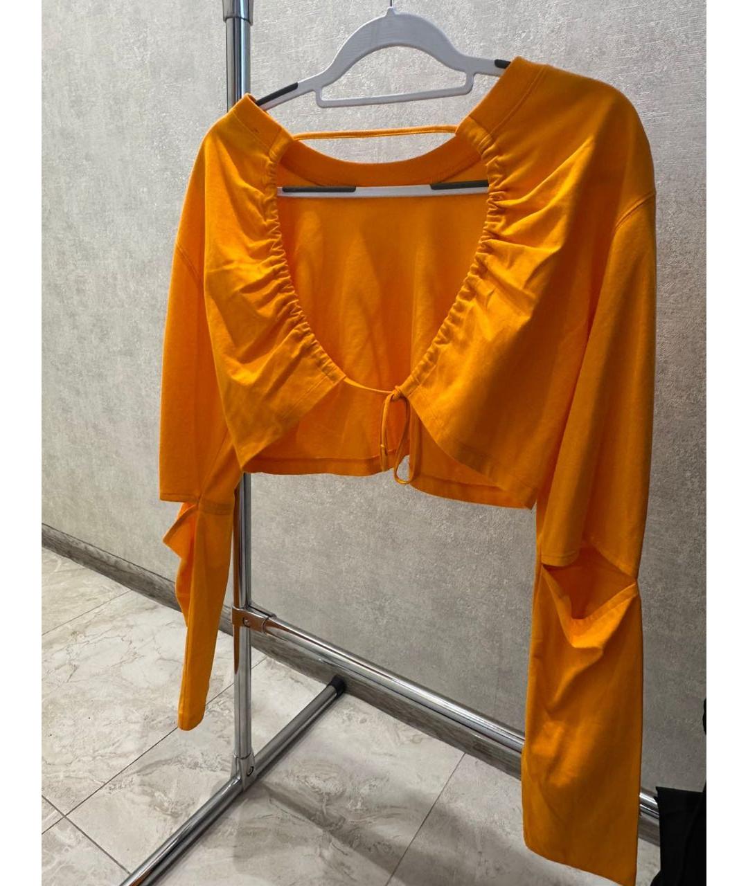 JACQUEMUS Оранжевая хлопковая майка, фото 6