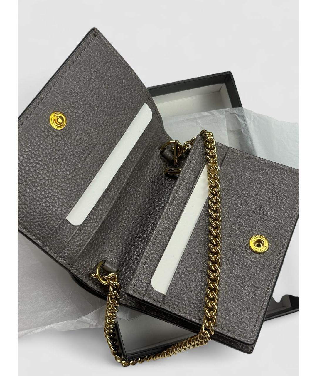 GUCCI Серый кожаный кошелек, фото 3