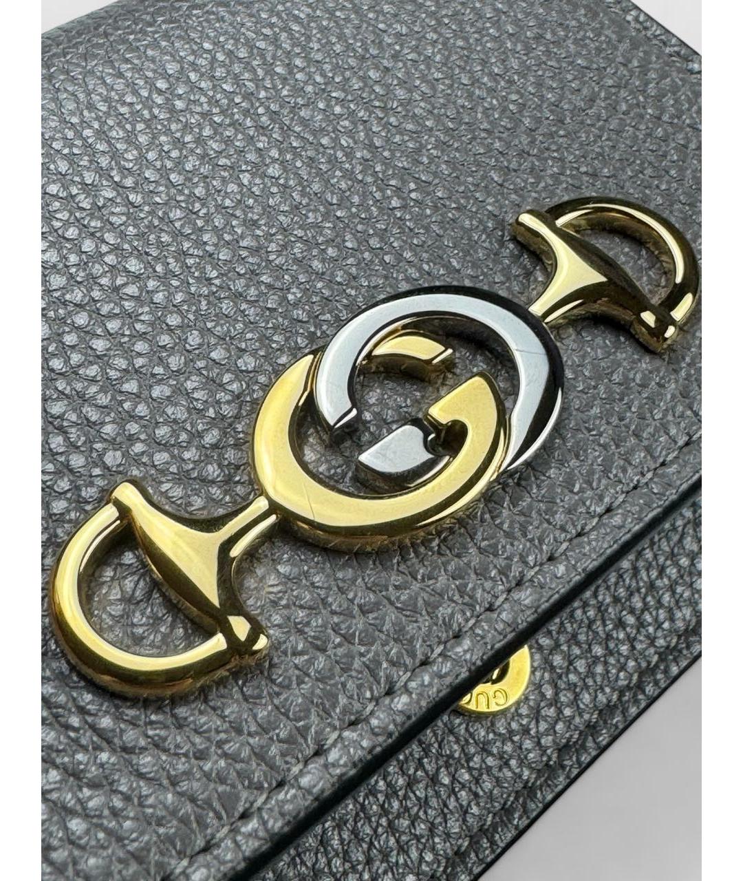 GUCCI Серый кожаный кошелек, фото 4