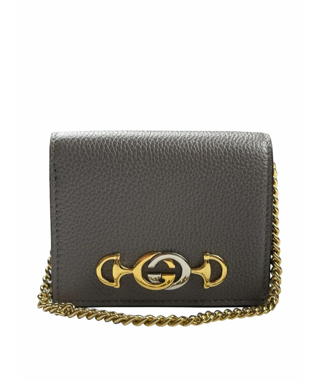 GUCCI Серый кожаный кошелек, фото 1