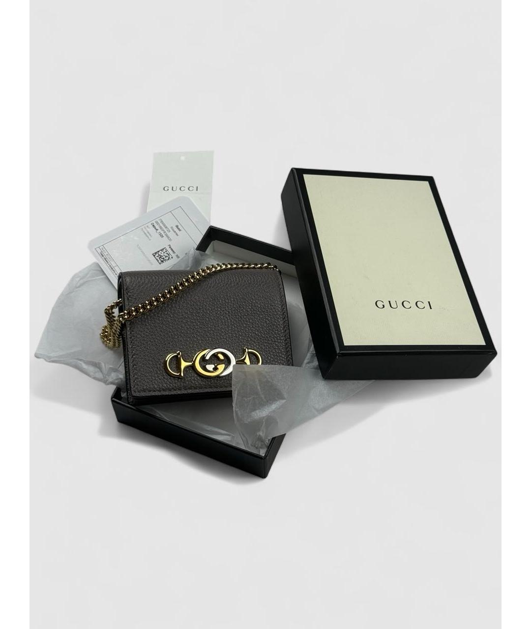 GUCCI Серый кожаный кошелек, фото 2