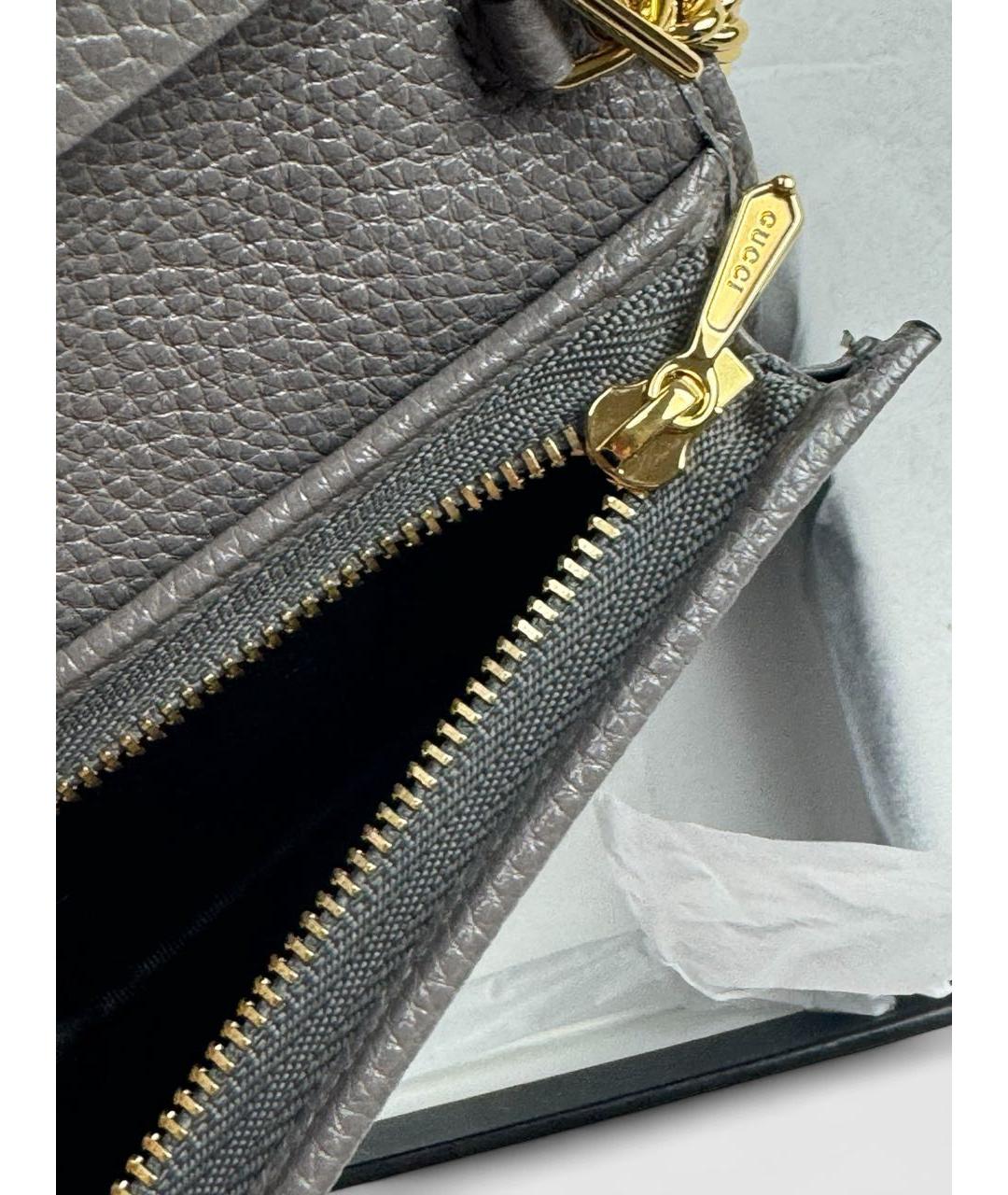 GUCCI Серый кожаный кошелек, фото 5