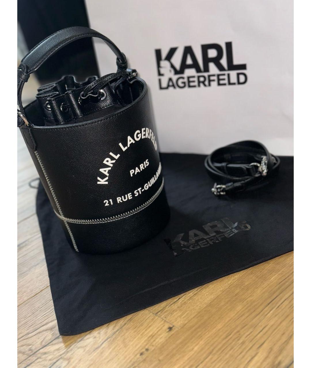 KARL LAGERFELD Черная кожаная сумка с короткими ручками, фото 3
