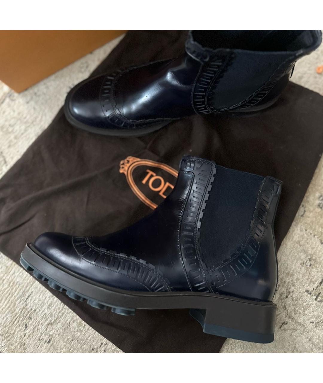 TOD'S Темно-синие кожаные ботинки, фото 8