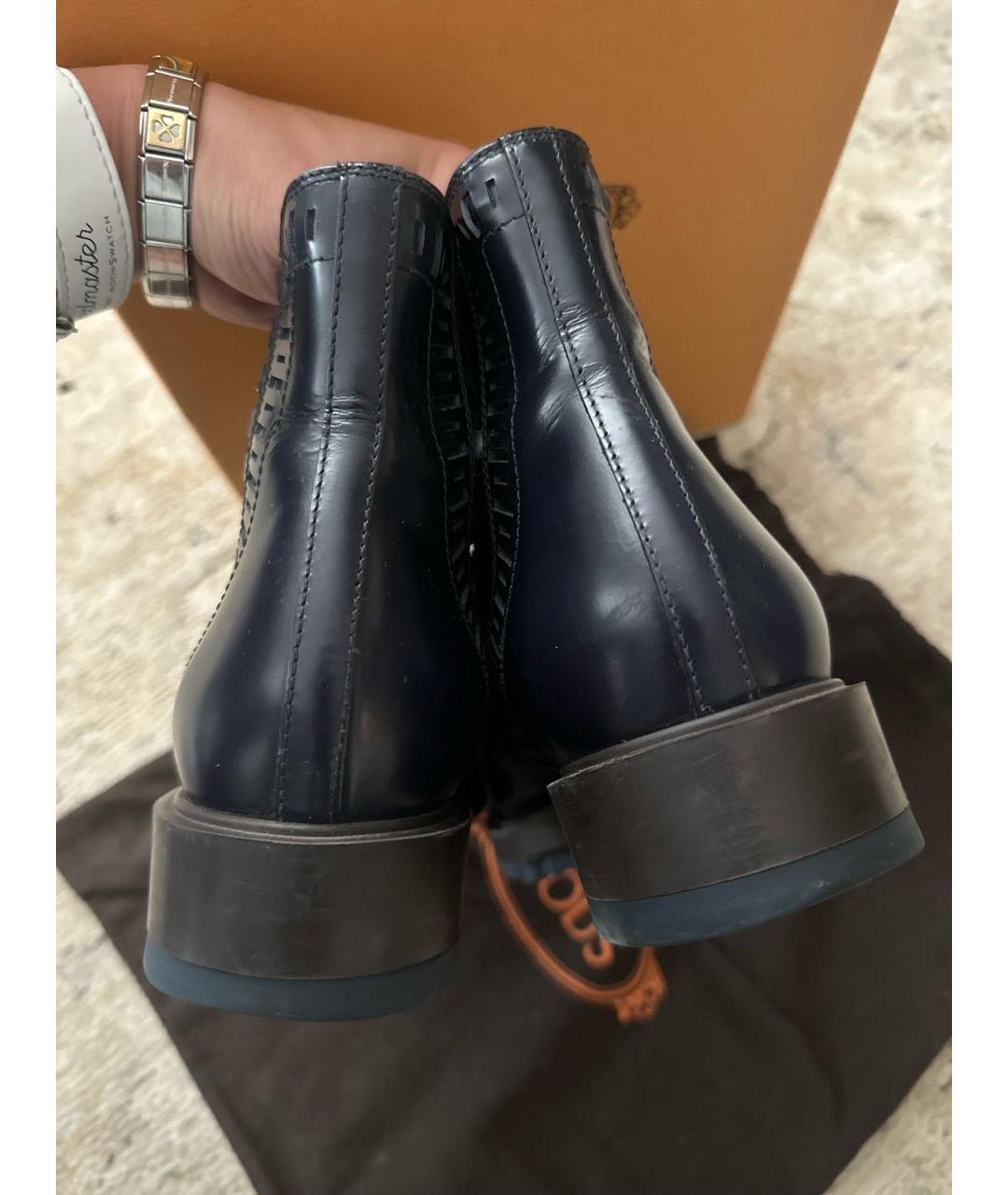 TOD'S Темно-синие кожаные ботинки, фото 4