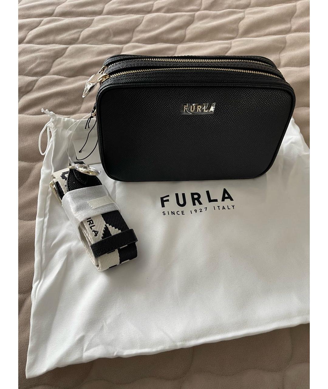 FURLA Черная кожаная сумка через плечо, фото 8
