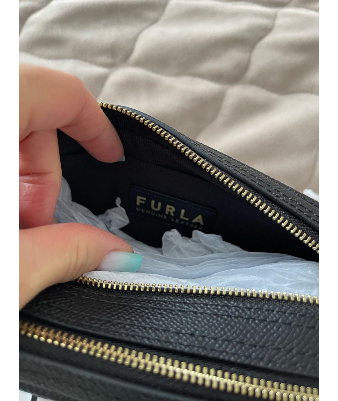 FURLA Черная кожаная сумка через плечо, фото 4