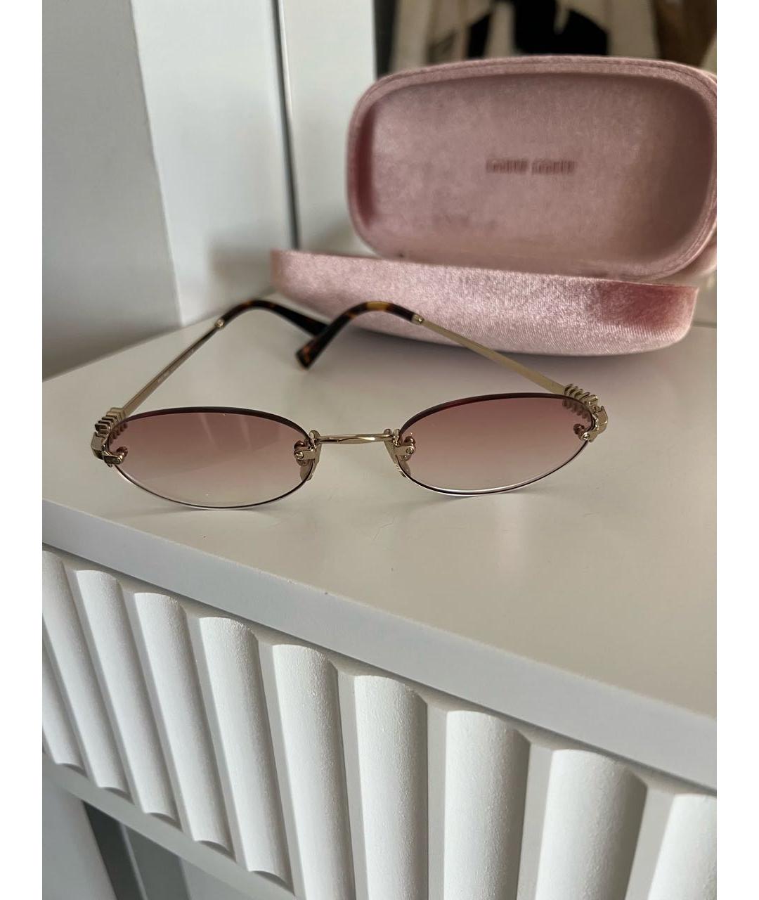 MIU MIU Розовые металлические солнцезащитные очки, фото 9