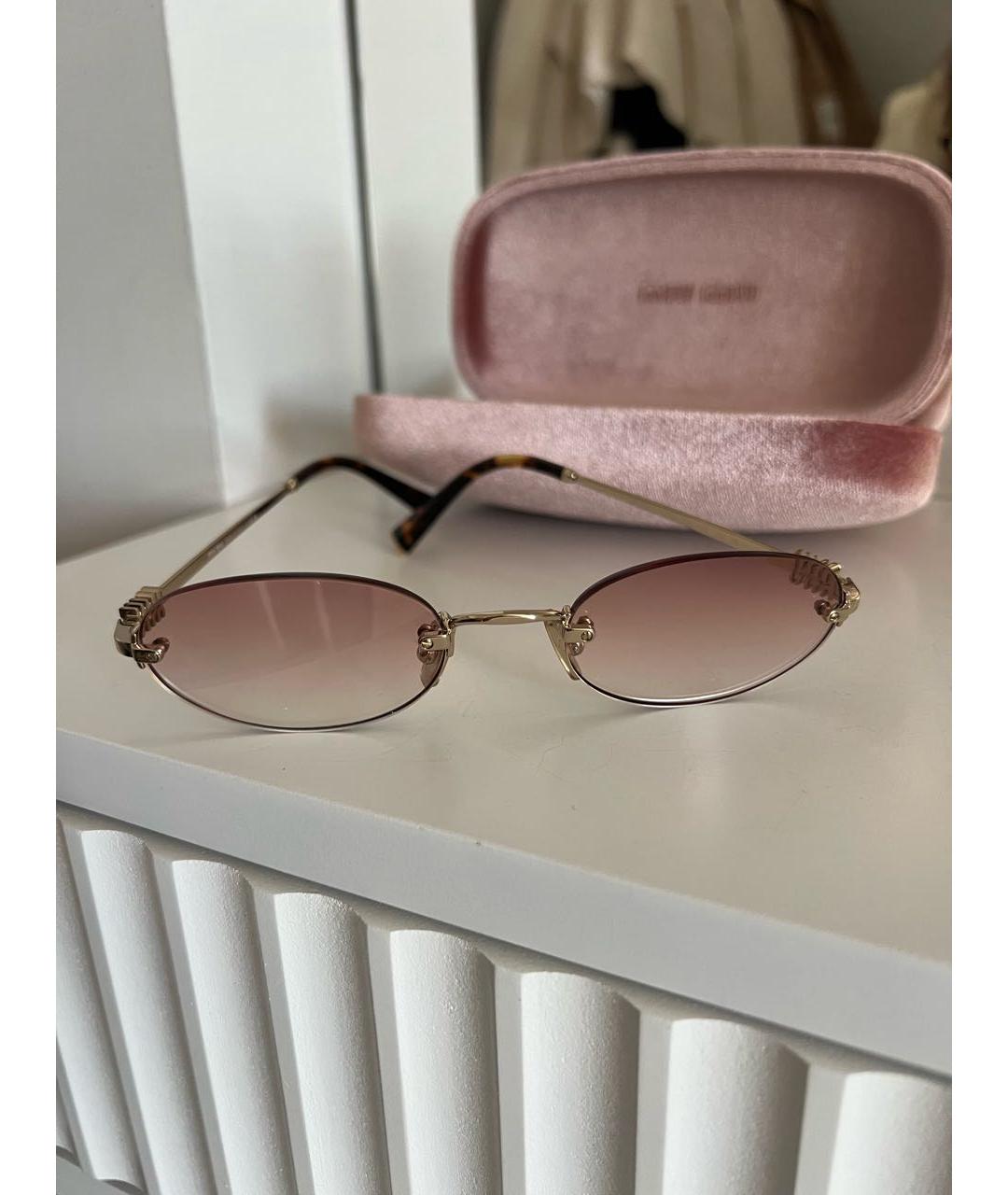 MIU MIU Розовые металлические солнцезащитные очки, фото 2