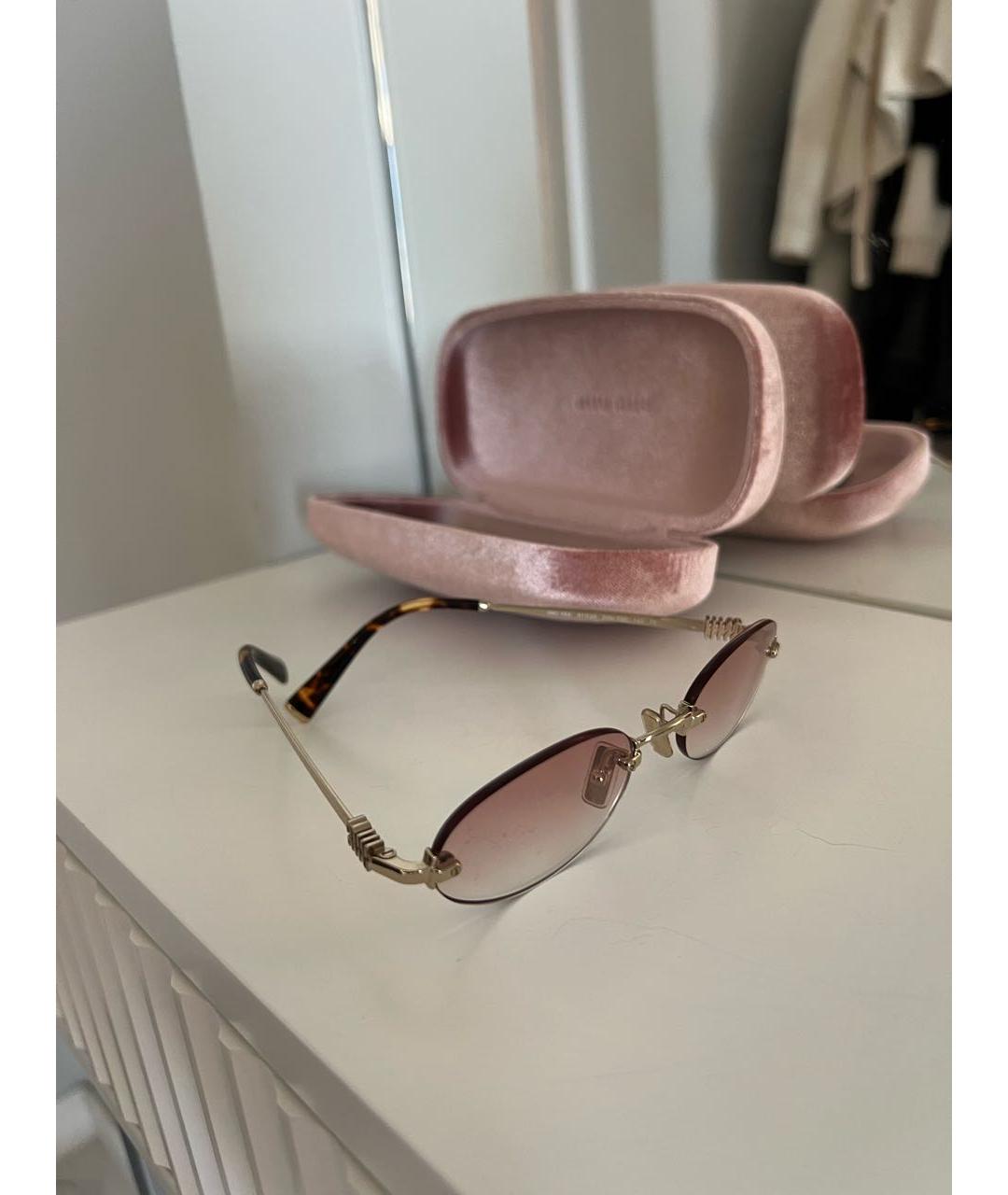 MIU MIU Розовые металлические солнцезащитные очки, фото 3