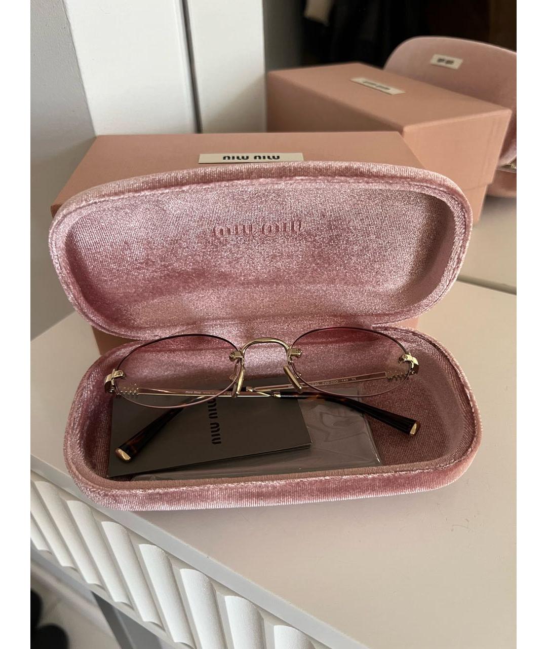 MIU MIU Розовые металлические солнцезащитные очки, фото 5