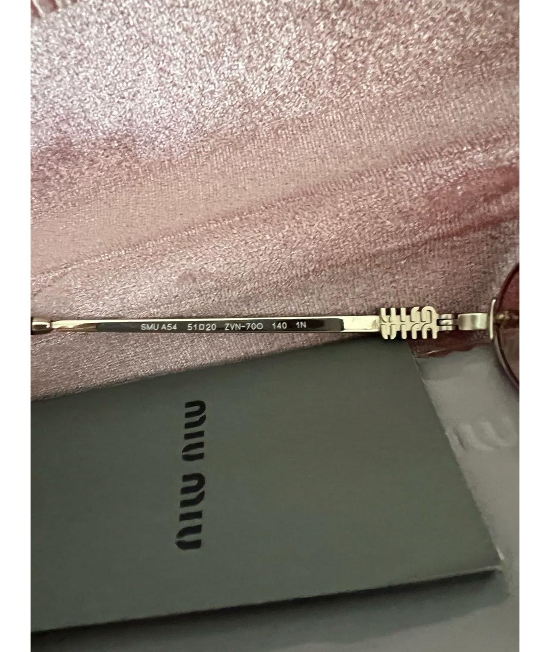 MIU MIU Розовые металлические солнцезащитные очки, фото 8