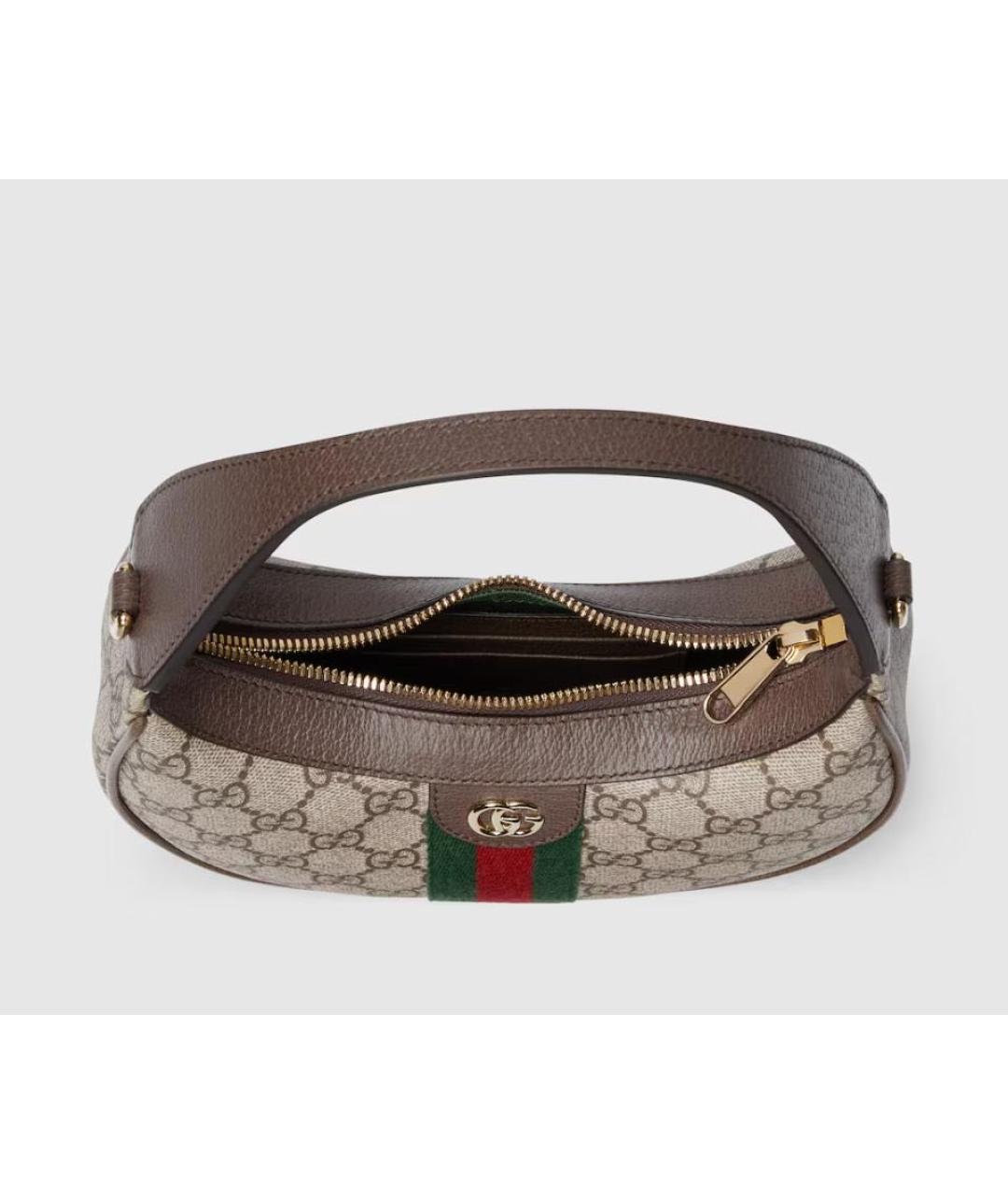 GUCCI Коричневая тканевая сумка с короткими ручками, фото 3