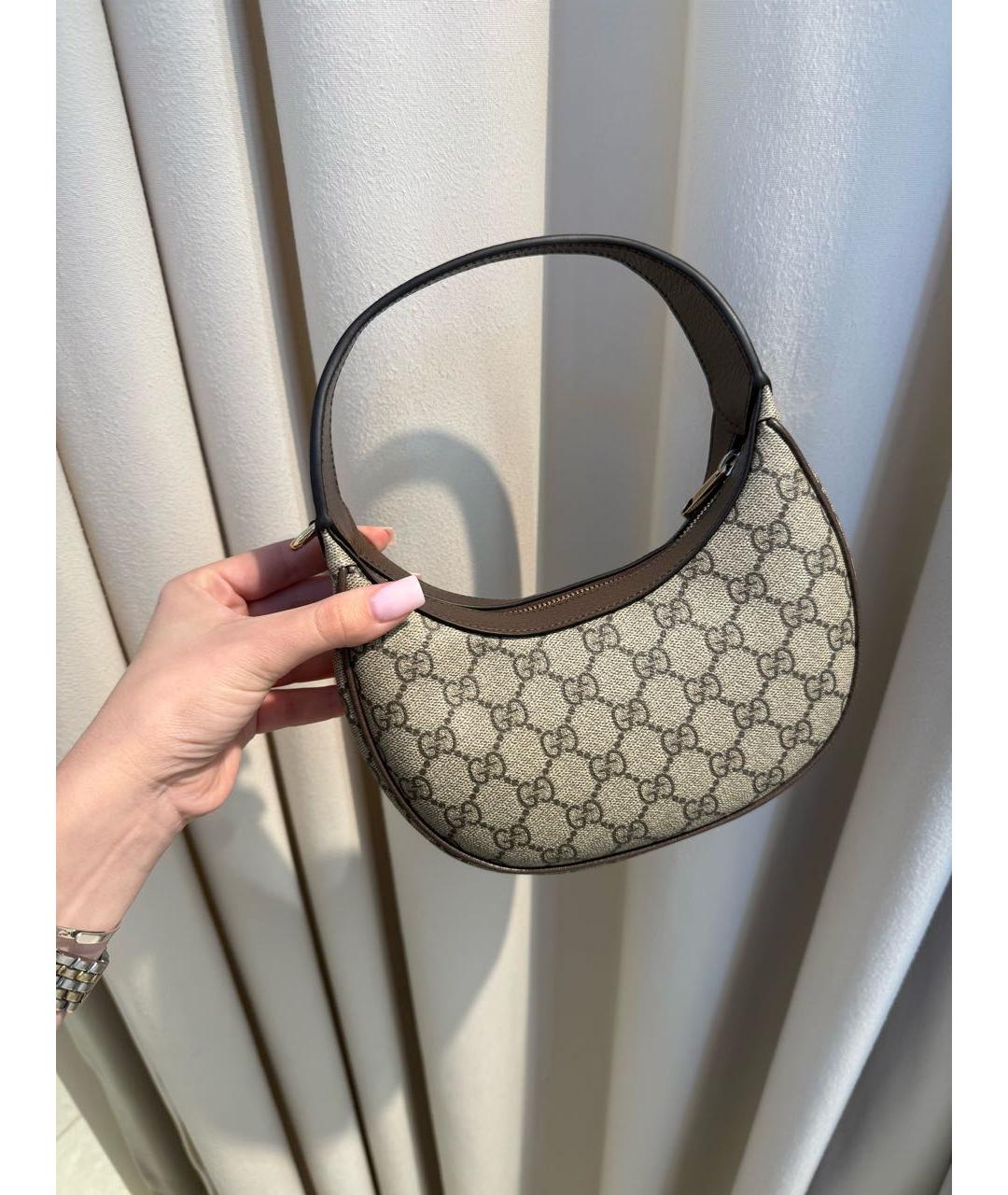 GUCCI Коричневая тканевая сумка с короткими ручками, фото 5