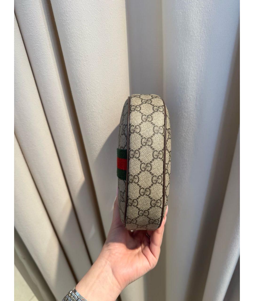 GUCCI Коричневая тканевая сумка с короткими ручками, фото 6