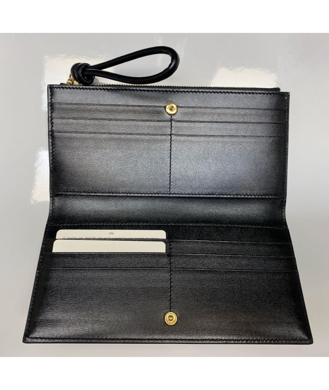 JIL SANDER Черный кожаный кошелек, фото 3