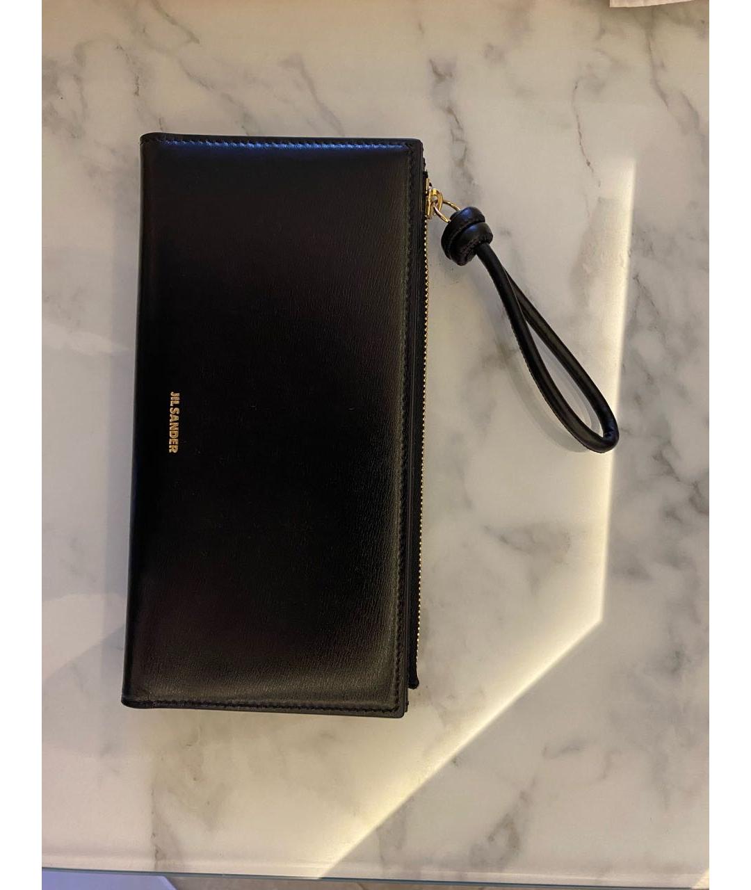 JIL SANDER Черный кожаный кошелек, фото 4