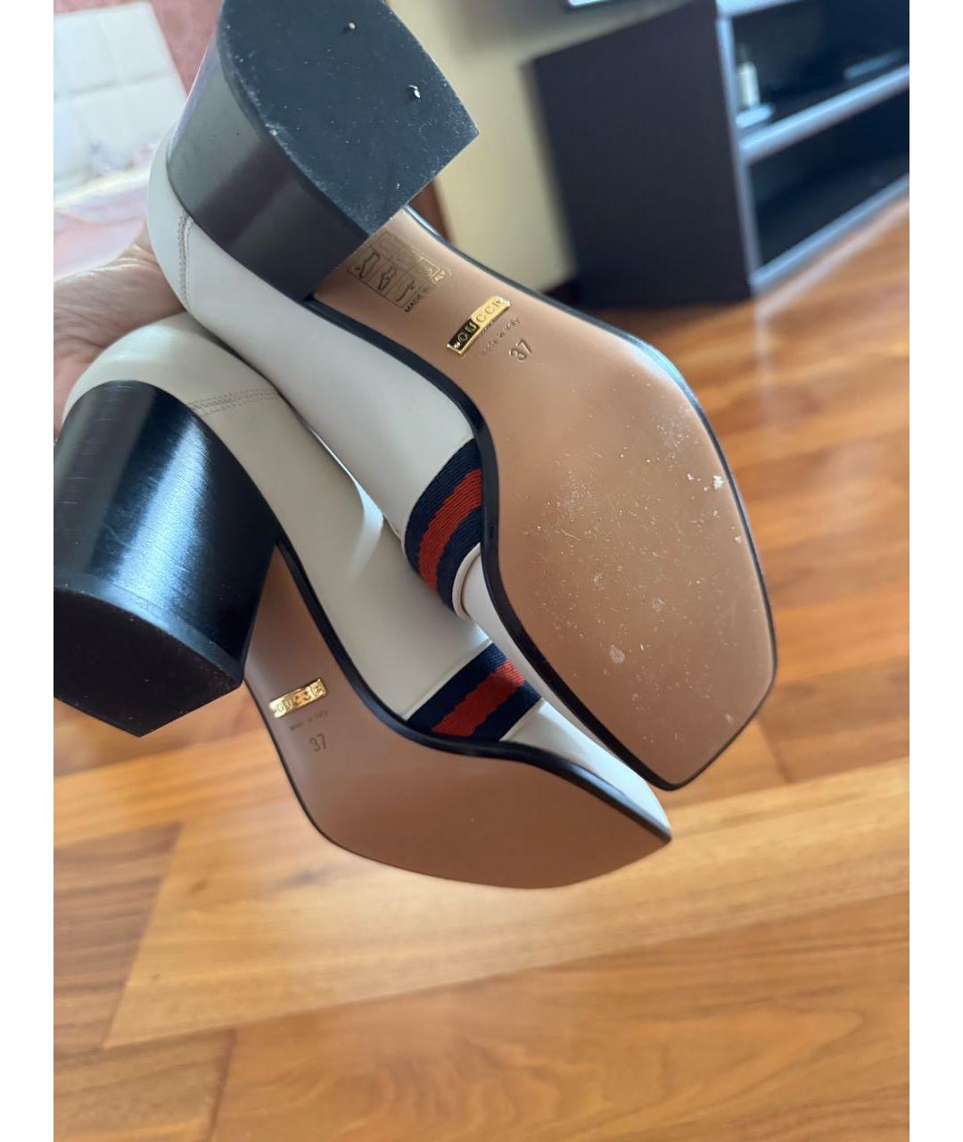 GUCCI Белые кожаные ботильоны, фото 4