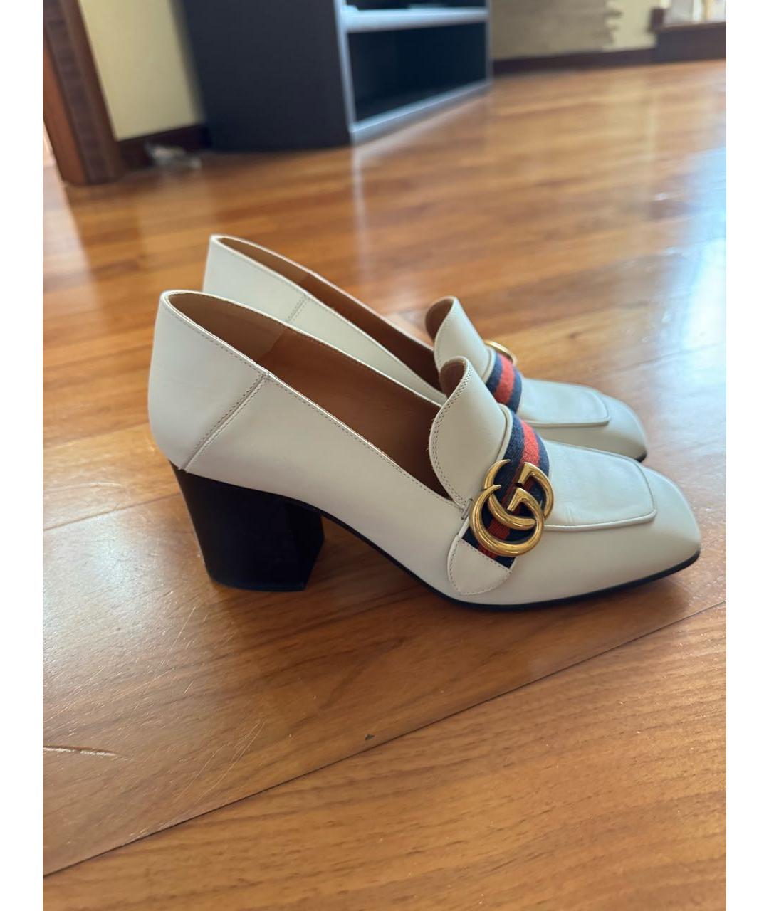GUCCI Белые кожаные ботильоны, фото 6